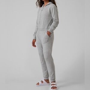 Athleta Girl Jumpsuit “Onesie of a Kind” Heathered Grey Jogger Style XL/14 NWOT